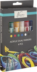 Oboustranné akrylové popisovače NASSAU FINE ART, 6 barev