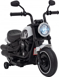 Dětská elektrická motorka Chopper Faster s FM rádiem, audio panelem a LED – Bílá