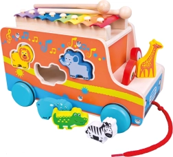 Dřevěné auto Bino s vkládačkou a xylofonem