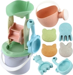 Woopie Green sada na písek s větrným mlýnkem, 9 dílů, biologicky rozložitelný materiál