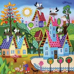 Čtvercové puzzle Slet čápů 1000 dílků