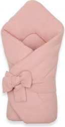 Mušelínová zavinovačka na šňůrky New Baby, starorůžová