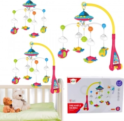 Dětská kolotoč do postýlky UFO s letadly a projektorem