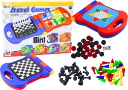 cestovní stolní hry 8 v 1 – šachy, dáma, ludo, backgammon, člověče, hadi a žebříky a další