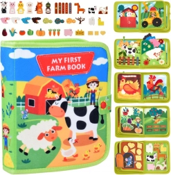 Filcová smyslová quiet book farma s prvky na suchý zip