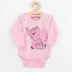Kojenecké body s dlouhým rukávem new baby happy elephant růžové 80