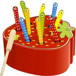 Dřevěná hra Trška – chytání červíků na magnet