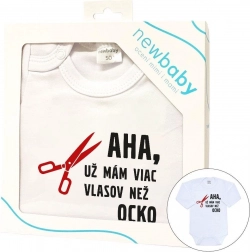 dětské body s potiskem New Baby více vlasů než taťka, dárkové balení