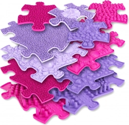 woopie senzomotorická ortopedická podložka puzzle 11 ks – růžová/fialová