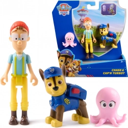 Paw Patrol figurky Chase, kapitán Turbot a chobotnička – sada Adventure Bay