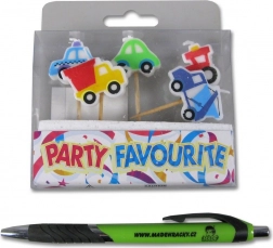 Dekorativní svíčky ve tvaru autíček barevné