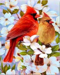 Diamantové malování ptáčci na větvi 30 × 40 cm