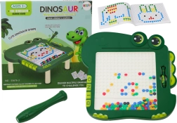 Magnetická tabule edukativní Dinosaurus - Zelená s korálky