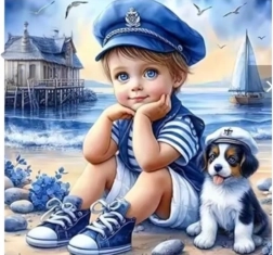 Diamantové malování Malý námořník 30 × 40 cm