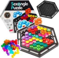 Logická hra SEXANGLE PUZZLE – hexagonální tetris s 16 dílky a 112 úlohami