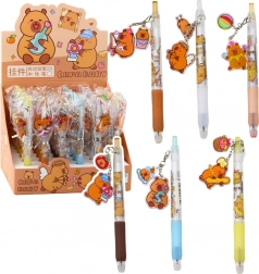 Gelové pero Kapibara s přívěskem modrý inkoust 14,5 cm