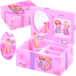 Růžová šperkovnice s hracím strojkem pro malé slečny