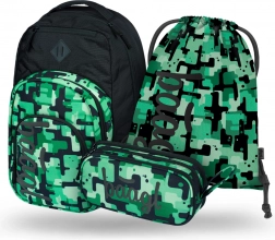 Sada BAAGL Coolmate Green: batoh, penál, sáček