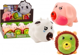 antistresová figurka zvířátko s píšťalkou – lev, prasátko nebo kravička (mix)