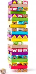 Barevná věž se zvířátky - hra zručnosti