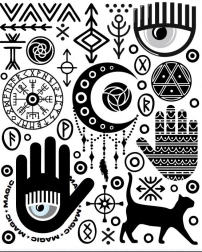 Naprasovatelné nášivky – mystické symboly, velký arch 20 × 30 cm