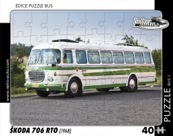 retro auta puzzle bus škoda 706 rto 40 dílků