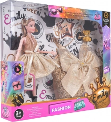 Panenka s kabelkou pro děti EMILY – třpytivé šaty a doplňky