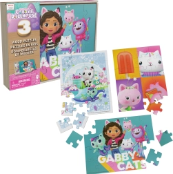 Dřevěné puzzle Kocí domek GABI – 3x24 dílků