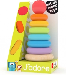 Duhové kroužky na tyči – dřevěná vzdělávací hračka pro nejmenší