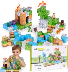 Magnetické stavební kostky pro děti 114 ks – dinosauři