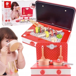 Dřevěná kuchyně 2v1 s grilem a sporákem pro děti 22ks