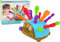 ježek ukládací hra modrý s barevnými ostny