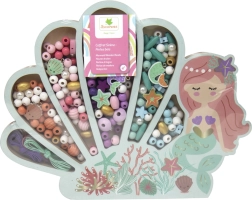 Dřevěné pastelové korálky Mořská panna, 400 ks