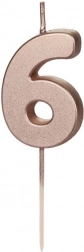 Dortová svíčka růžově zlatá číslo 6