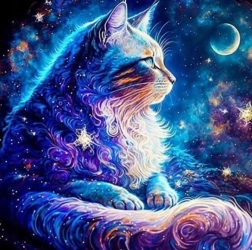Diamantové malování Vesmírná kočka 30x40 cm