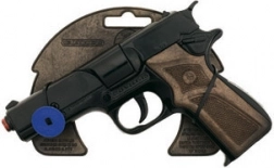 Policejní kovová pistole na kapslíky, černá, 8 ran