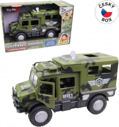 Vojenské auto s bateriemi, světlem a zvukem