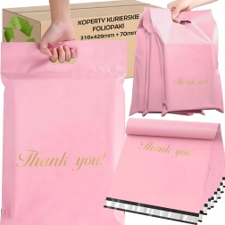 Růžové poštovní poly bagy s uchem 310 × 420 + 70 mm, 50 ks