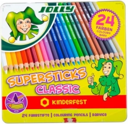 Pastelky JOLLY Supersticks v kovové krabičce, 24 barev