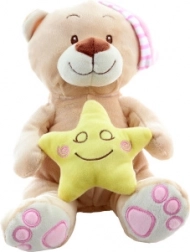 Plyšový medvídek s hvězdičkou růžový 23 cm