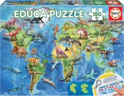 Puzzle Mapa světa s Dinosaury EDUCA 150 dílků