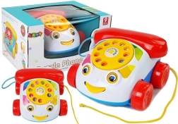 Tahací dětský telefon na kolečkách se sluchátkem a zvuky