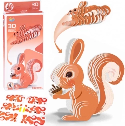 Puzzle 3D kartonový model veverky DIY, 35 dílků