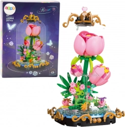 Konstrukční stavebnice věčná růže v kupoli – dekorativní kompozice 257 dílků