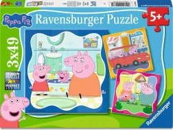 Ravensburger puzzle Prasátko Peppa – rodina na prvním místě 3×49 dílků