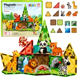 Magnetické stavební dílky Zoo – divoká zvířata z džungle (27 dílů)