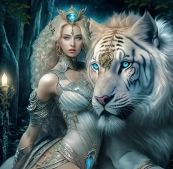 Diamantové malování dívka s tygrem 30 × 40 cm