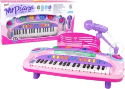 Interaktivní růžový dětský klávesový keyboard s mikrofonem a MP3 – My Piano Musical Set