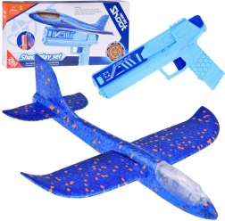 Zábavné pěnové letadélko s LED světly vystřelované z pistole