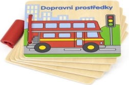 Dřevěná knížka – dopravní prostředky (česky)